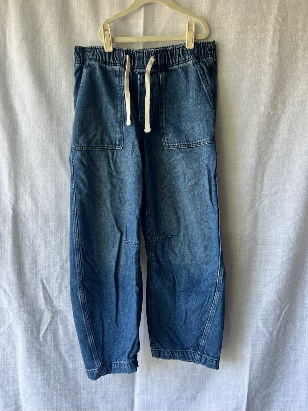 GAP Women's Dark Blue Drawstring Denim Pull-on Barrel Jeans